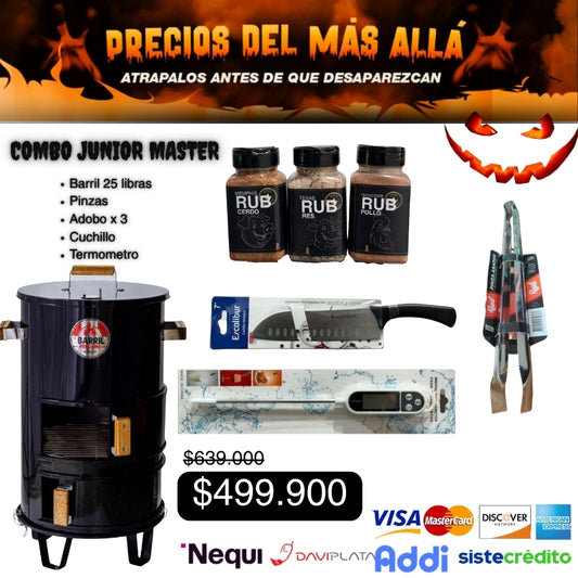 "Asador Barril Junior Hierro | Parrilla+Ahumador 2 en 1 | Ideal para Viajes | 70% Ahorro vs Acero"