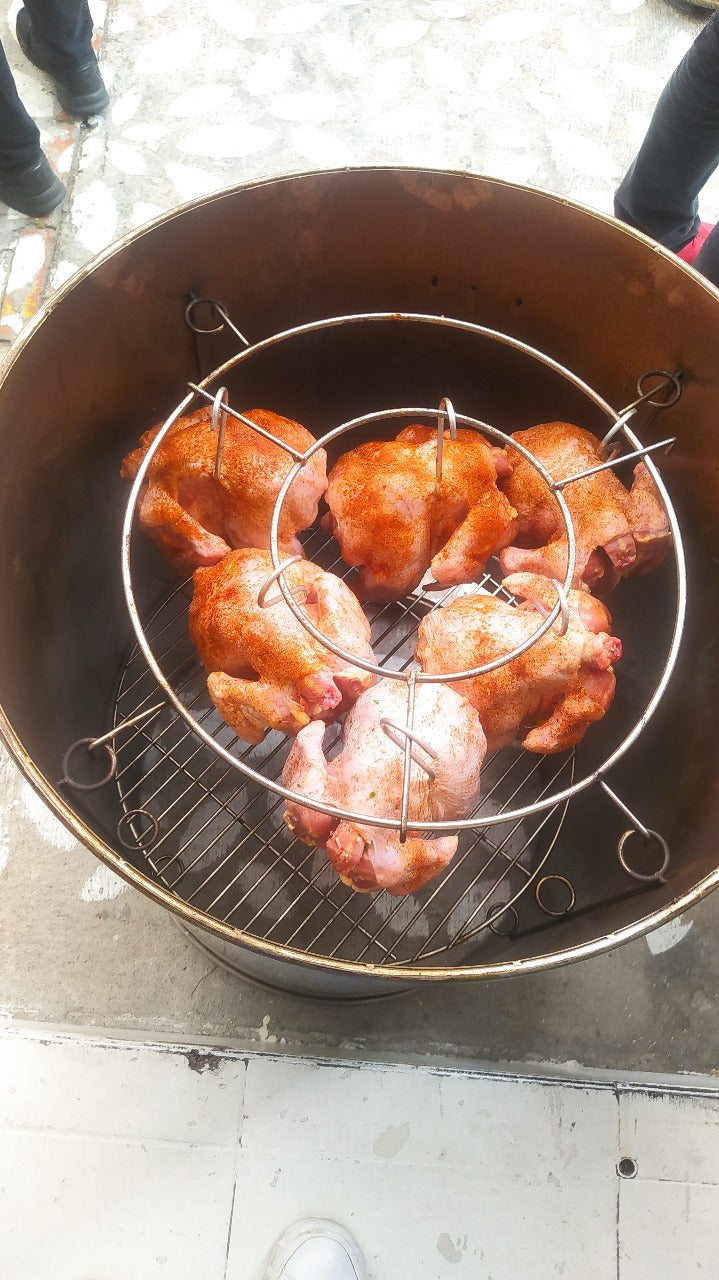 "Asador Barril Grande Acero Inox 304 | Parrilla, Horno Y Ahumador| Para +30 PAX | 10 Años de Garantía"