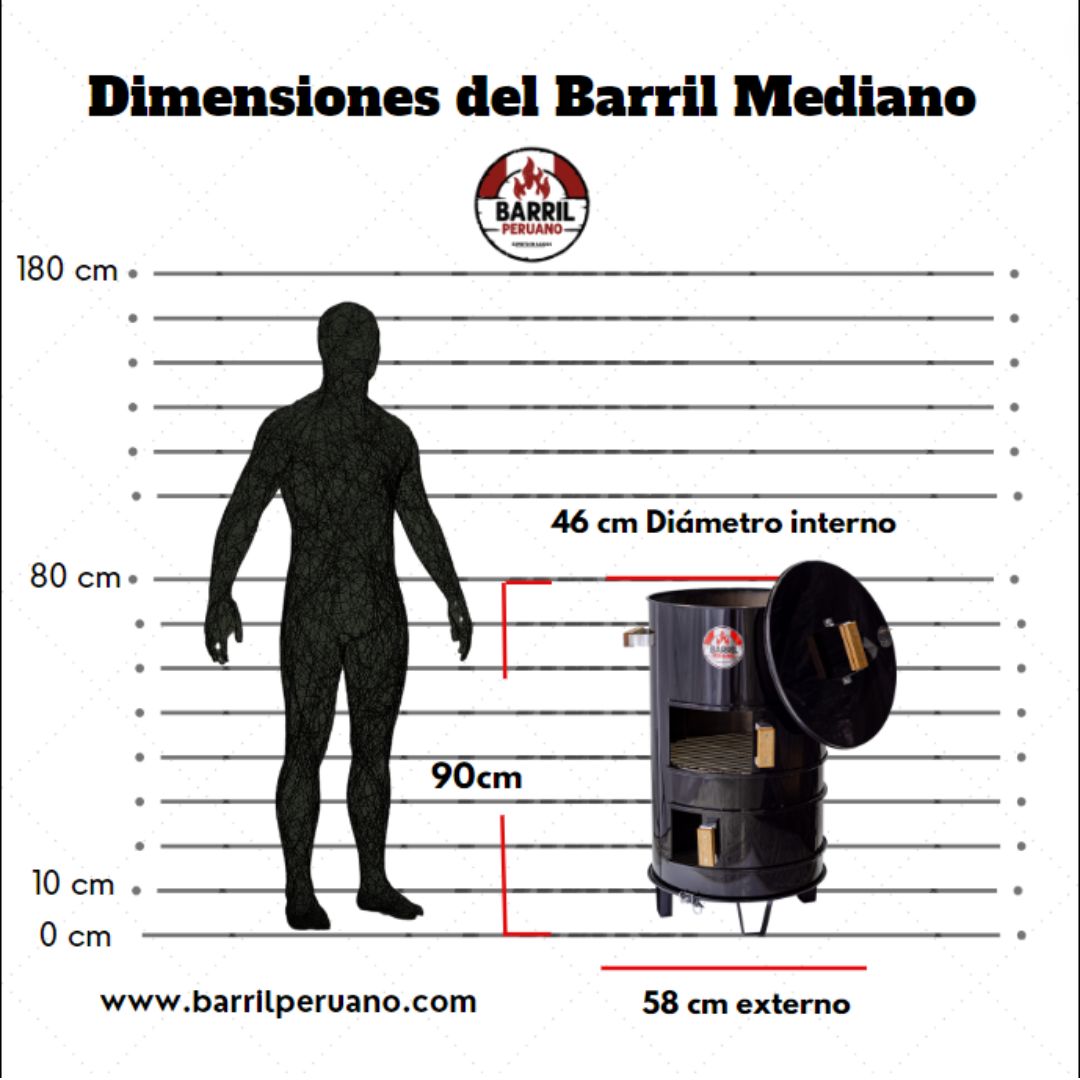 Barril parrillero mediano de hierro – ideal para asar y ahumar carne con técnica tradicional
