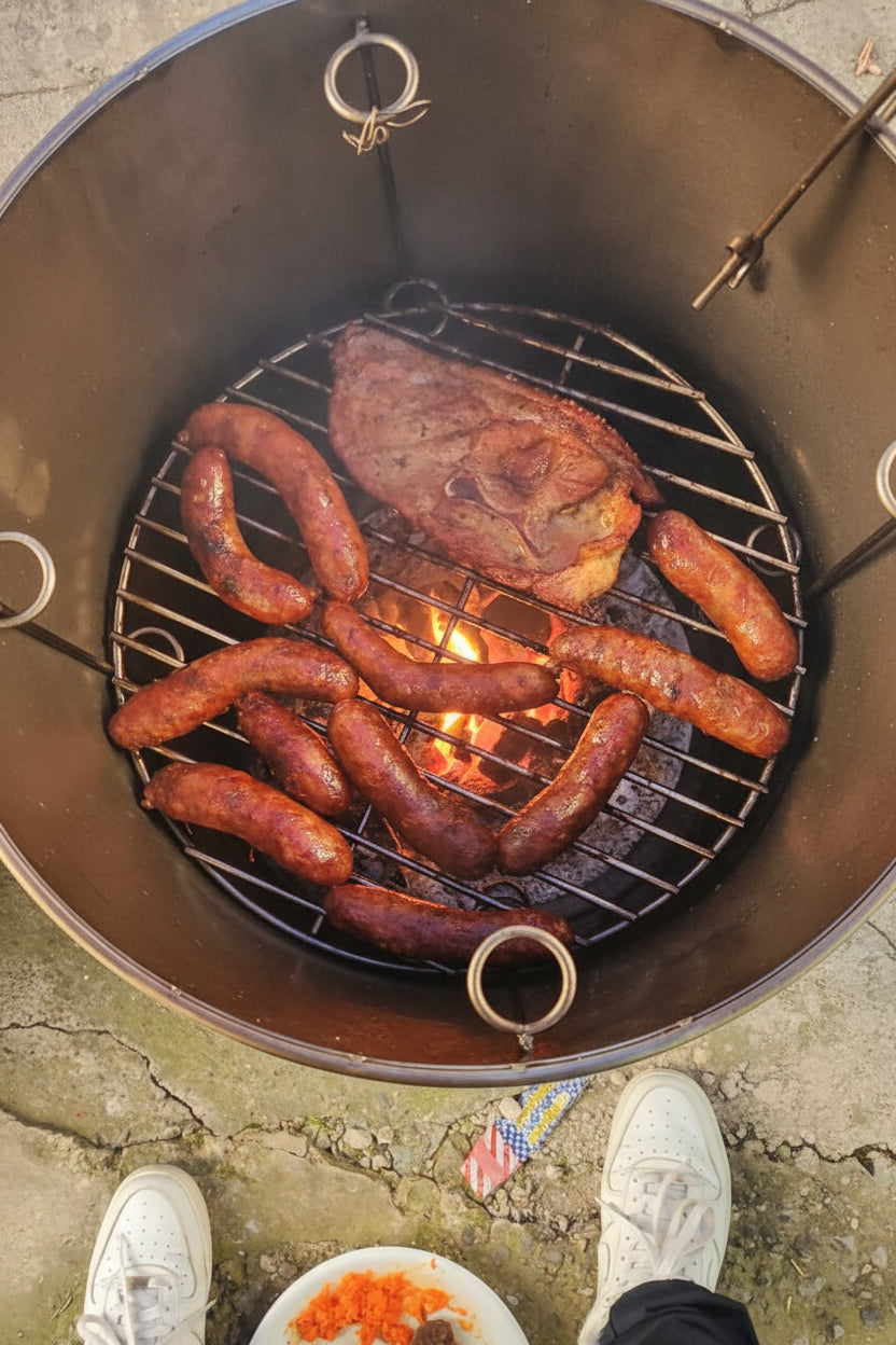 Asador Tipo Barril FAMILIAR Acero Inoxidable 304 | 3 Niveles Funcionales – Barril Peruano