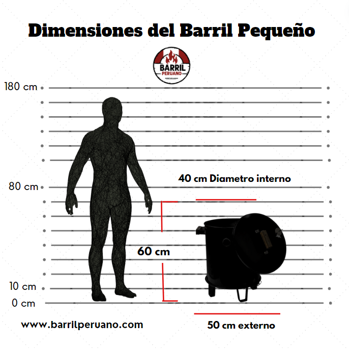 "Asador Barril Pequeño Acero Inoxidable | Parrilla y Ahumador Portátil | Para 8 a 12 Personas | 10 Años Garantía + Kit Parrillero Gratis"