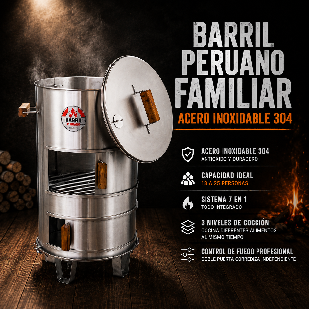 Barril Peruano Familiar Acero Inoxidable