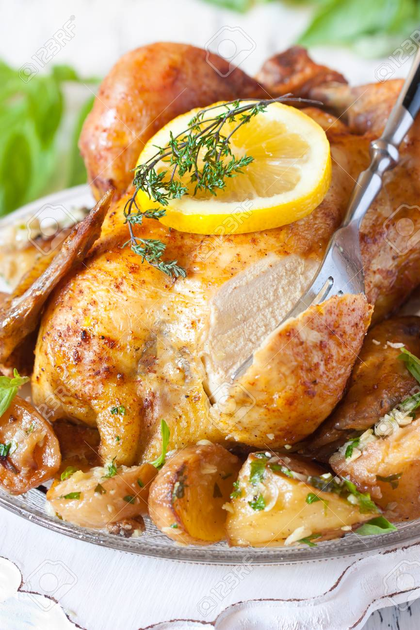 Pollo asado al limón