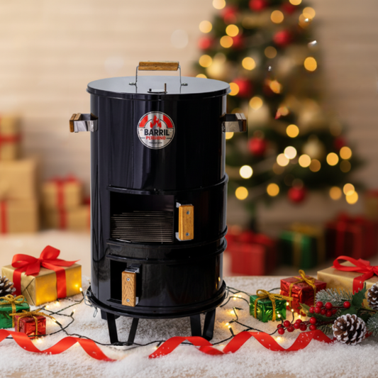 "Asador Barril Junior Hierro | Parrilla+Ahumador 2 en 1 | Ideal para Viajes | 70% Ahorro vs Acero"