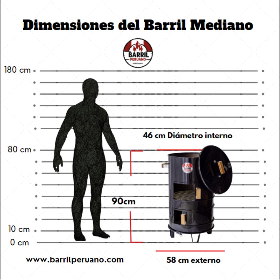 Barril asador acero inoxidable mediano, 20-35 Libras.