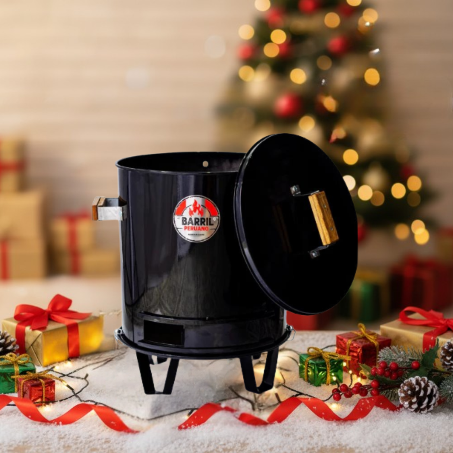 Asador Barril Pequeño en Hierro | Parrilla/Ahumador | Para Balcones y Picnics | 3 Años Garantía"