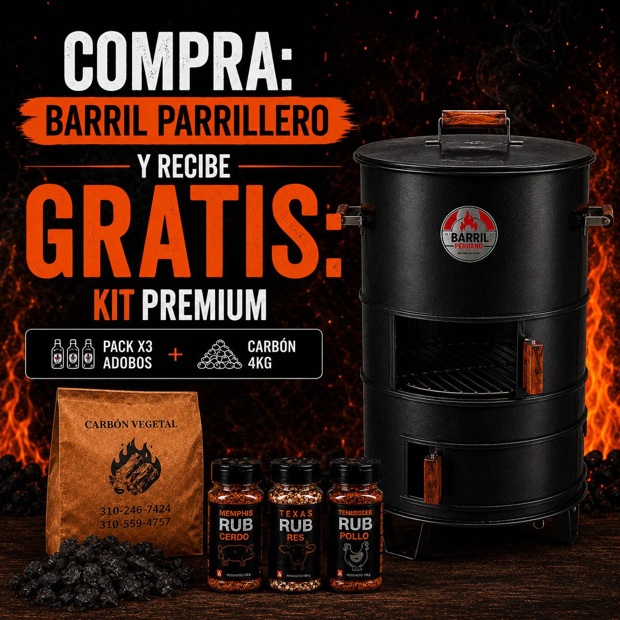 OFERTA KIT PARRILLERO ACERO / HIERRO