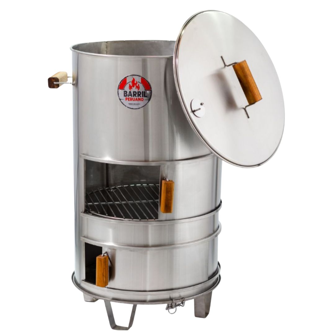 ASADOR BARRIL MEDIANO ACERO INOXIDABLE 304 - LA REVOLUCIÓN 3 EN 1