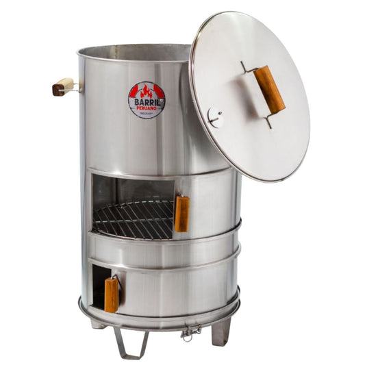 ASADOR BARRIL MEDIANO ACERO INOXIDABLE 304 - LA REVOLUCIÓN 3 EN 1