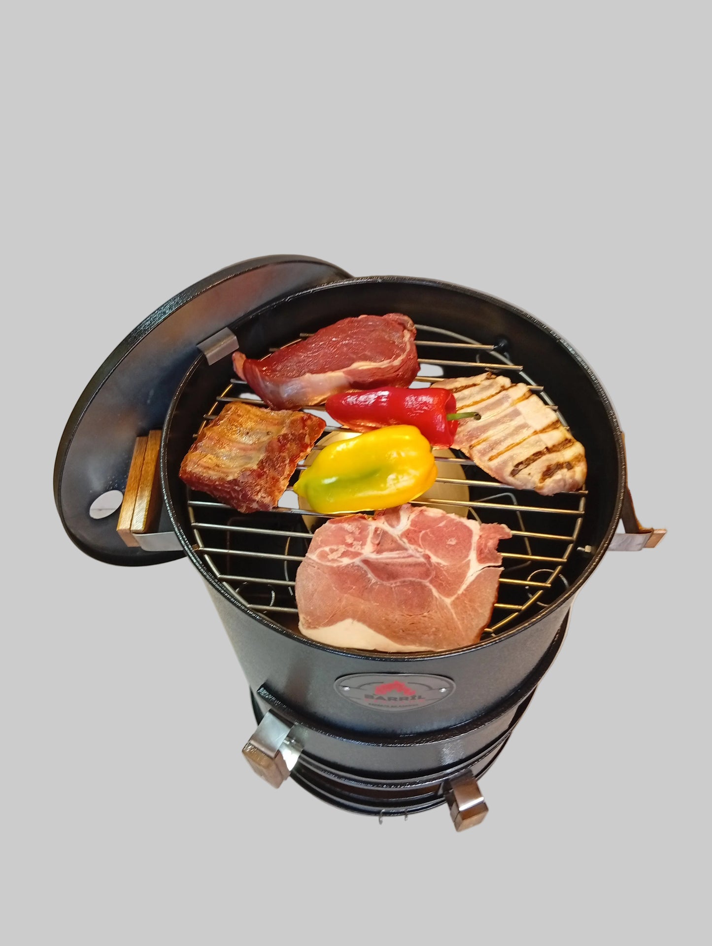 Asador Tipo Barril Familiar Hierro | 3 Niveles  | Parrilla + Horno + Ahumador | Para 18-25 Personas | Barril Peruano Colombia