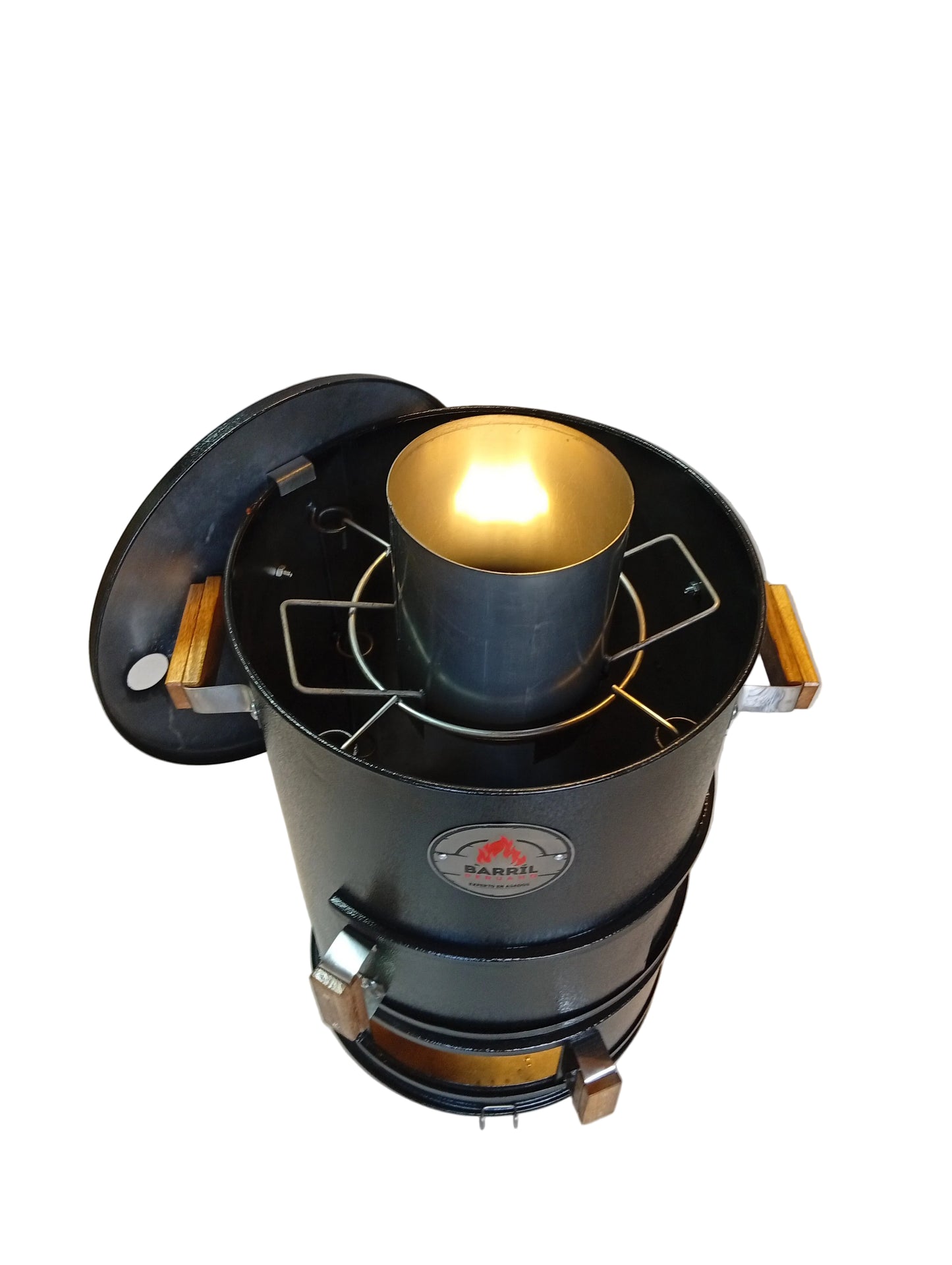 Asador Tipo Barril Familiar Hierro | 3 Niveles  | Parrilla + Horno + Ahumador | Para 18-25 Personas | Barril Peruano Colombia