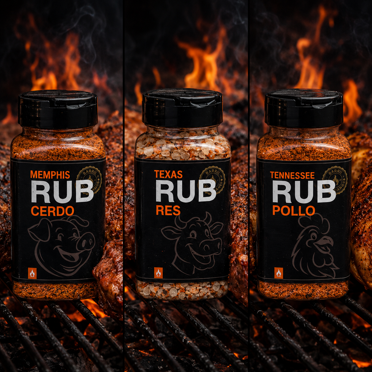 Pack de Rubs Parrilleros x3 (Pollo, Cerdo y Res) – 100gr c/u