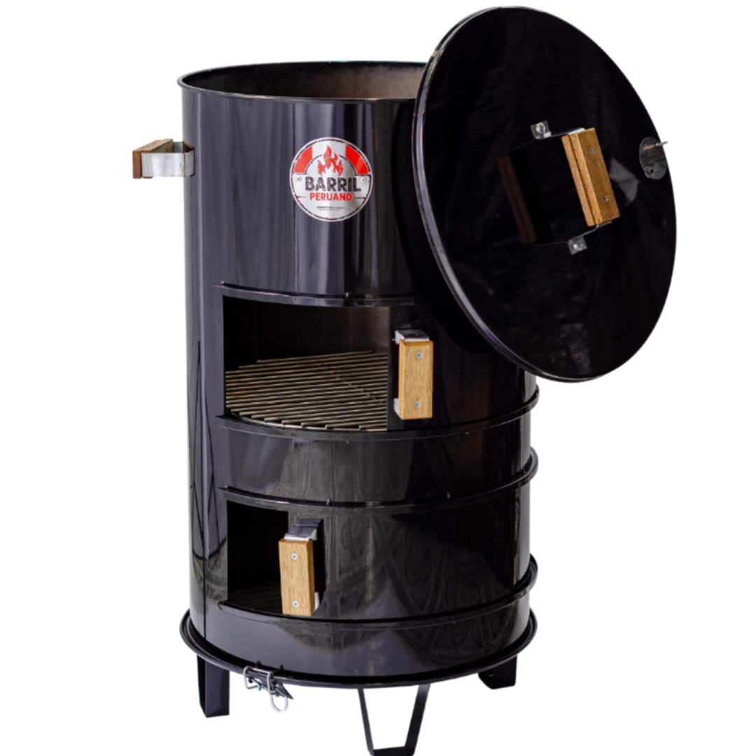 El Barril Junior es perfecto para asados familiares, balcones o terrazas. Su diseño compacto no sacrifica sabor: ideal para cocinar carnes jugosas al carbón.