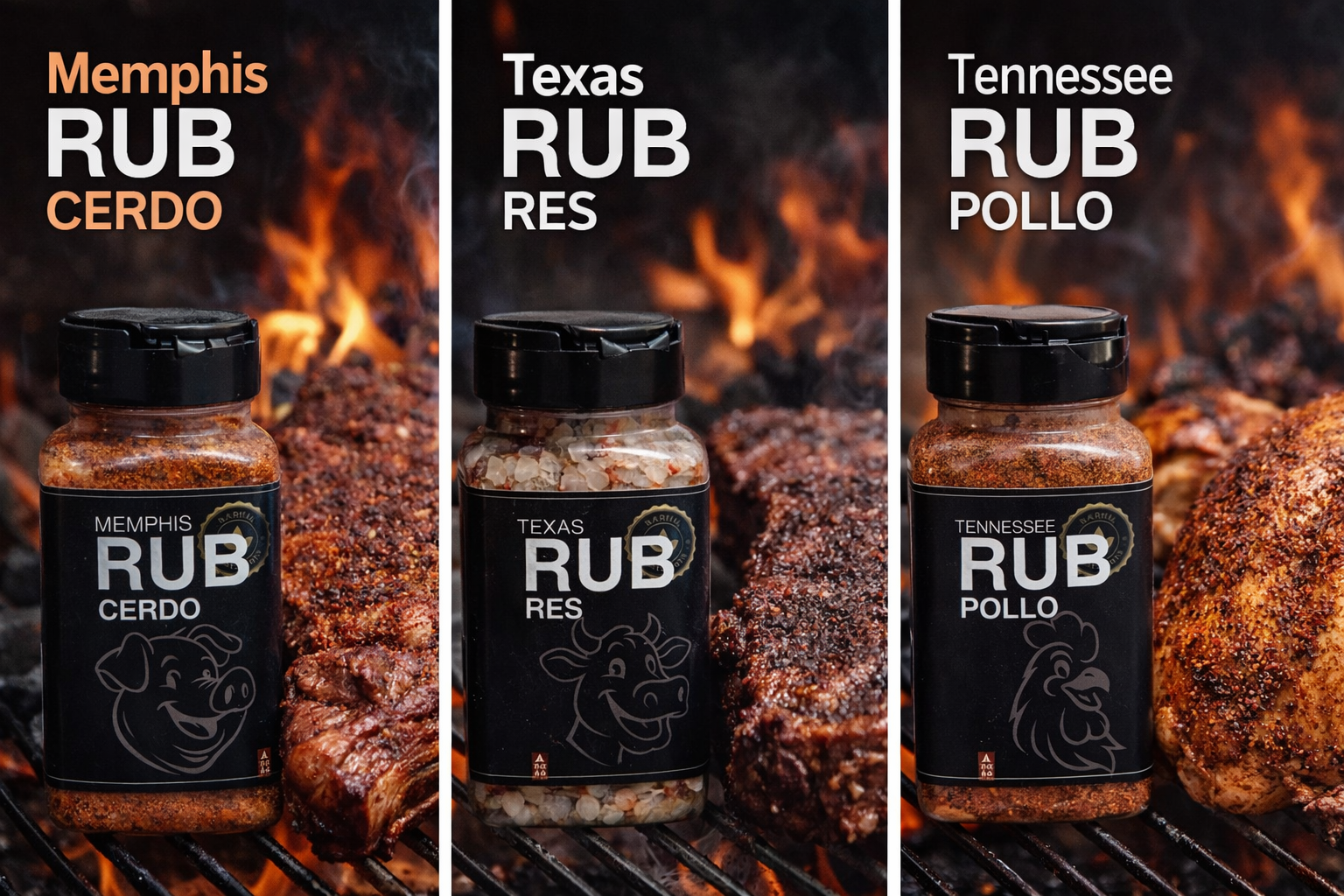 Pack de Rubs Parrilleros x3 (Pollo, Cerdo y Res) – 100gr c/u