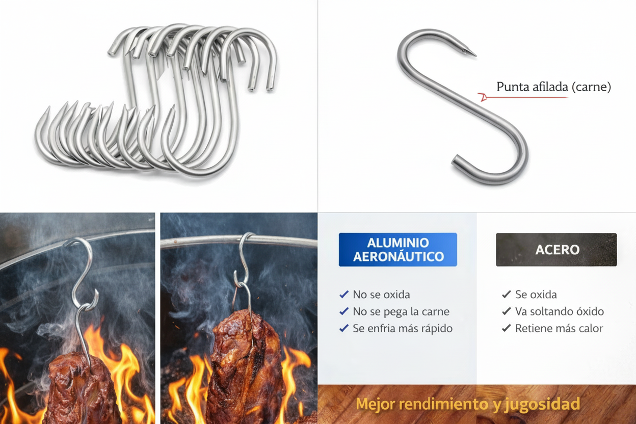 Ganchos de Aluminio Aeronáutico para Asador Tipo Barril (Set x12)
