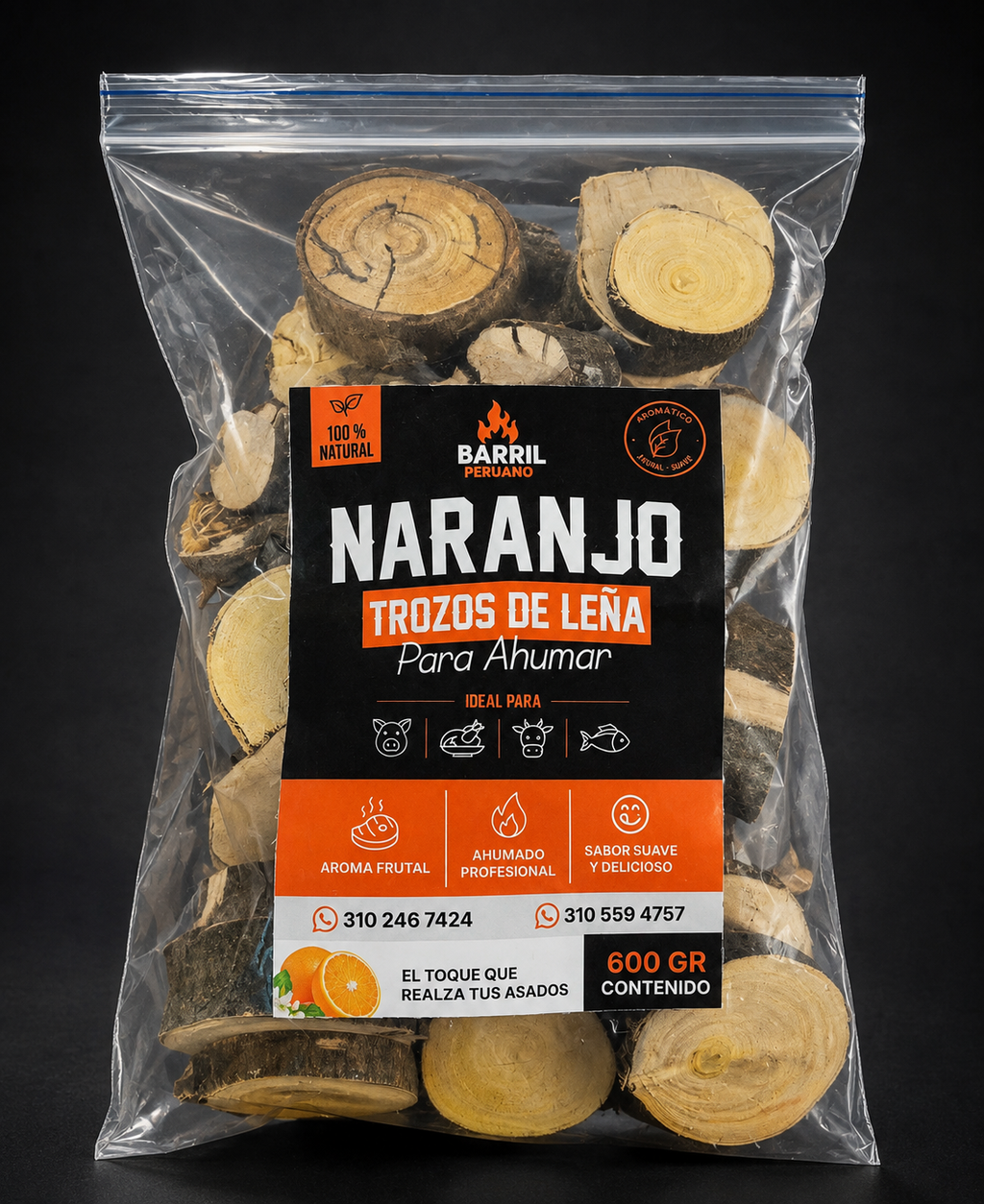 Leña de naranjo (600gr) para ahumar