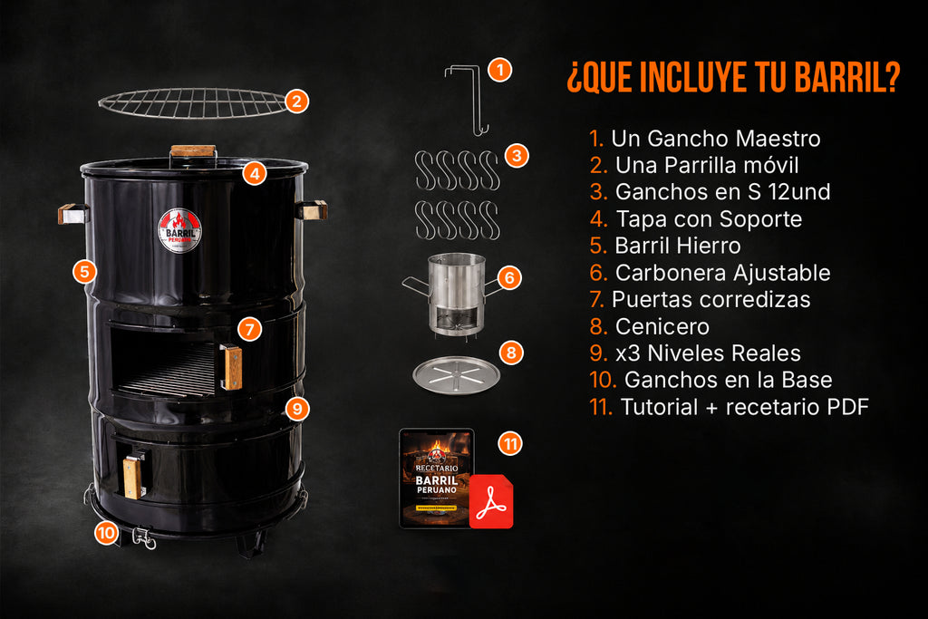 Asador Tipo Barril Master Hierro