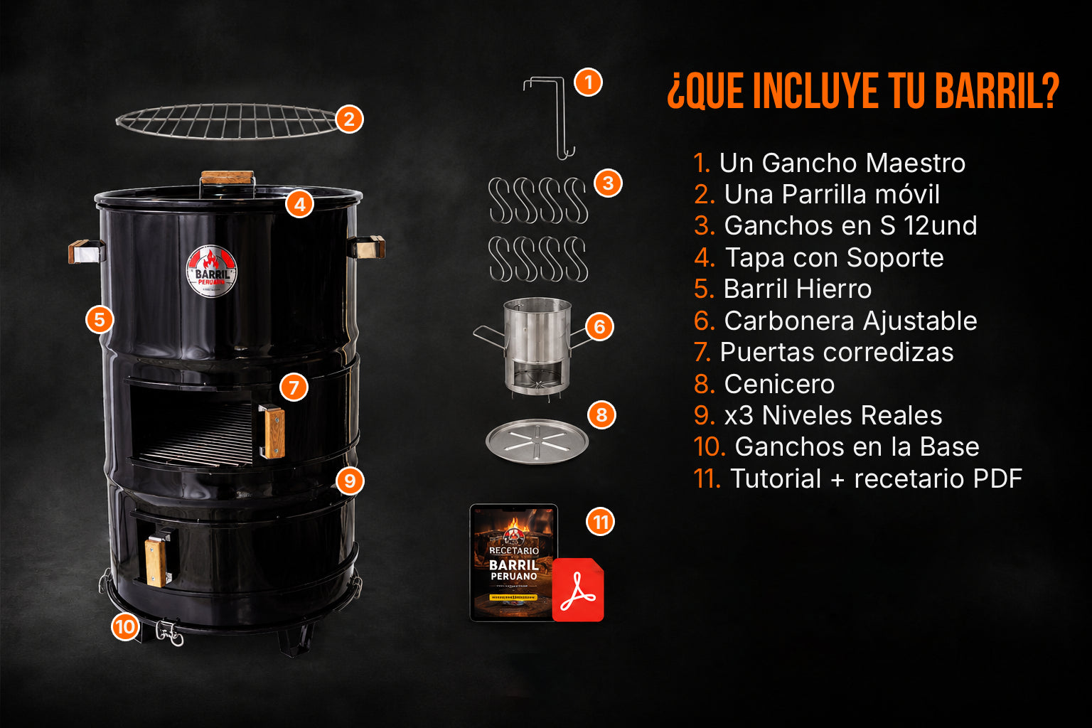 Asador Tipo Barril Master Hierro