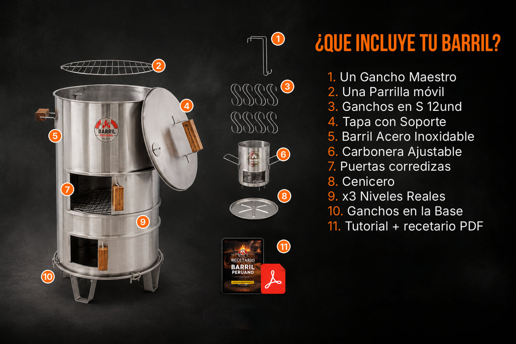 Asador Tipo Barril Personal Acero